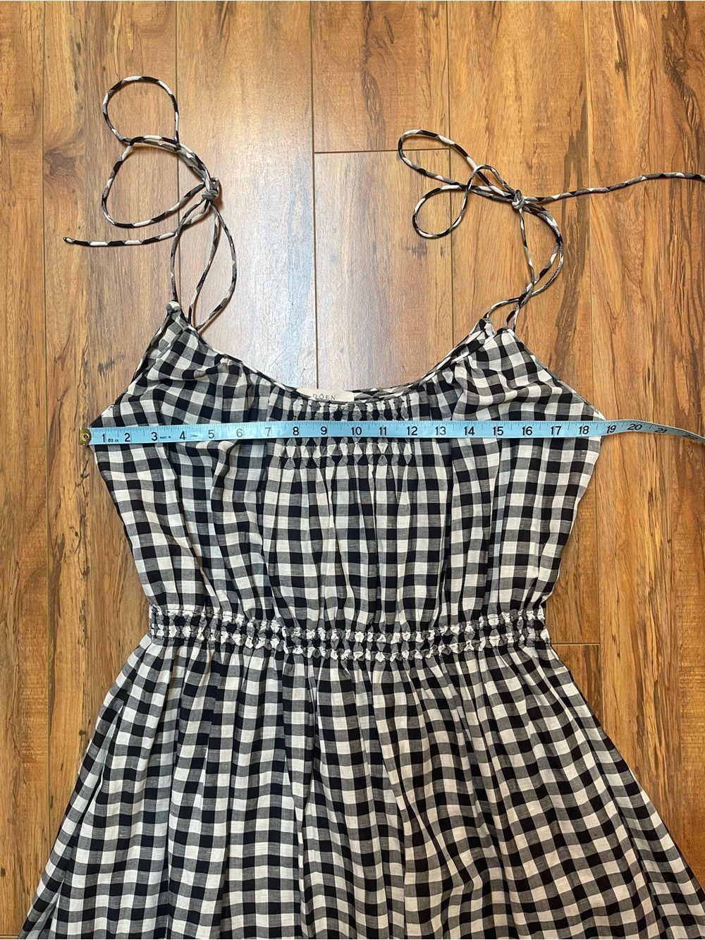 DOEN Leslie Gingham Midi Dress in Black Marilyn Size L - Picture 10 of 16